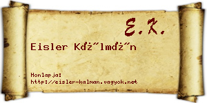 Eisler Kálmán névjegykártya